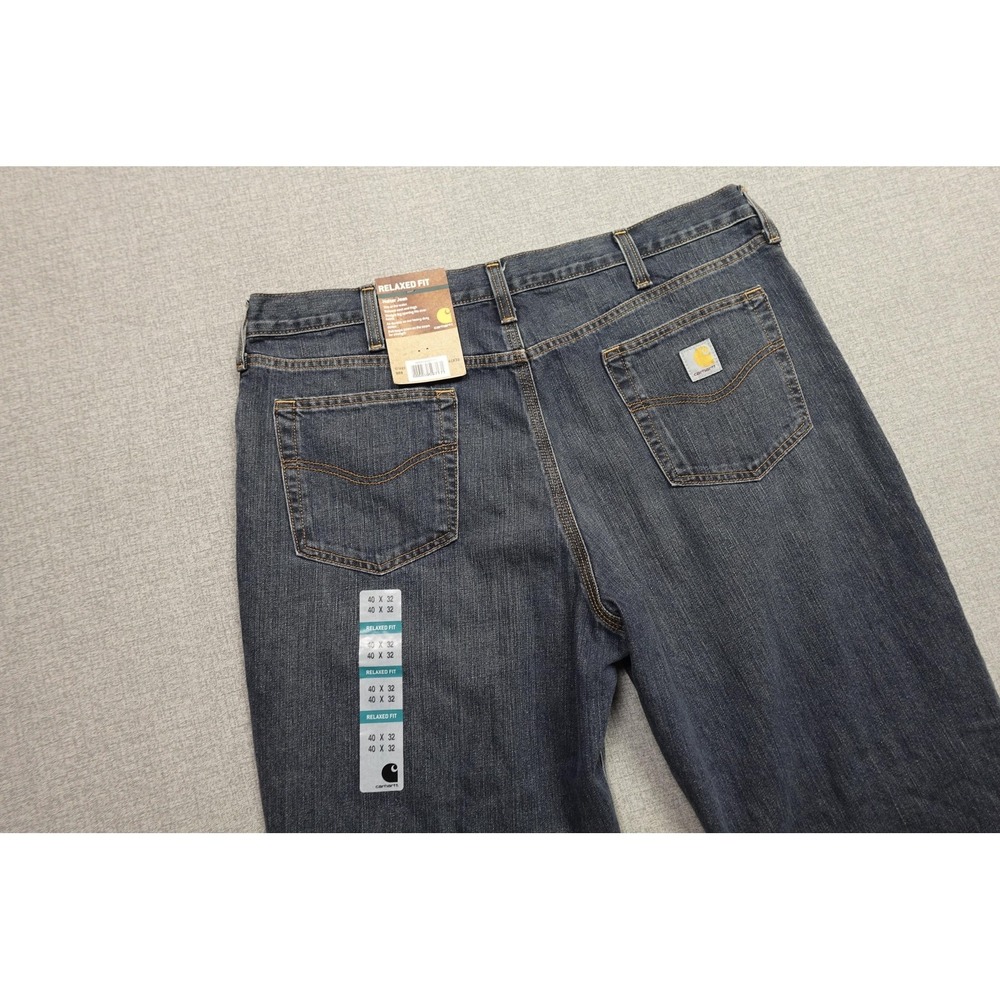 Carhartt Holter Relaxed Fit Jeans Mens 40x32 Blue Dark Wash Denim Straight NWT